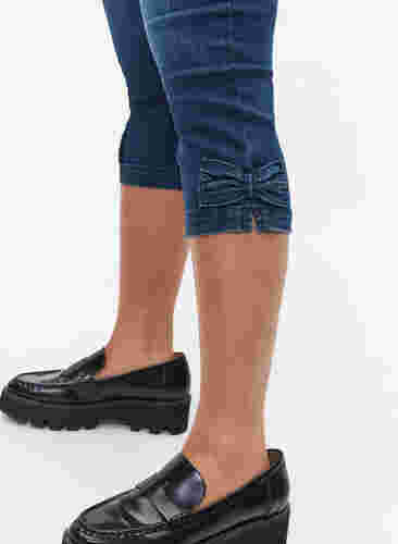 Long cotton denim shorts, Dark blue denim, Model image number 3