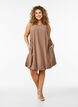 Knee-length balloon dress with pockets, Brown, Model image number 1
