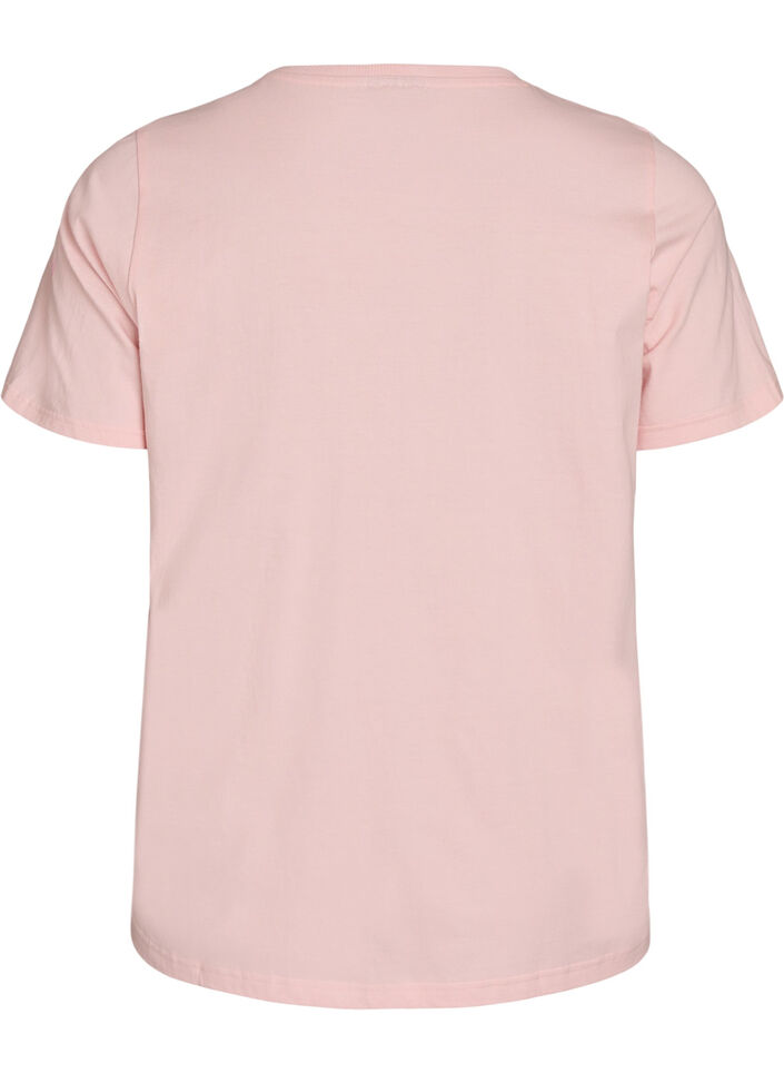 Organic cotton T-shirt with front print, Rose, Packshot image number 1