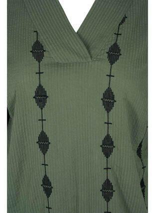 Blouse with pattern, v-neck and 3/4 sleeves, Thyme, Packshot image number 2