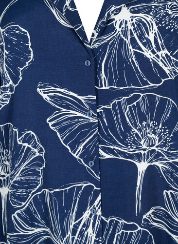 Floral print viscose shirt with long sleeves, Navy B./Big Fl.AOP, Packshot image number 2