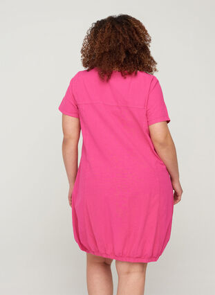 Short sleeve cotton dress, Fuchia Purple, Model image number 1