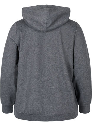 Hooded sweat cardigan with zip, Dark Grey Melange, Packshot image number 1