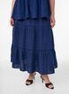A-line midi skirt in cotton muslin with crochet band, Blue, Model image number 2