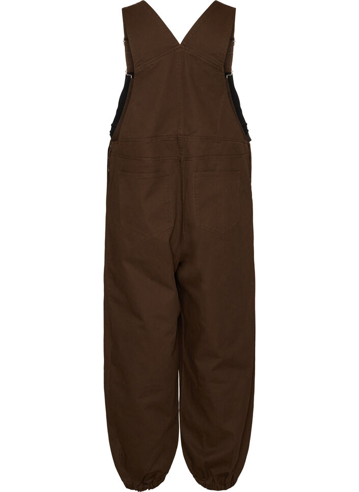 Dungarees with balloon effect and adjustable straps, Brown, Packshot image number 1