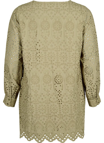 Cotton tunic with broderie anglaise, Coriander, Packshot image number 1