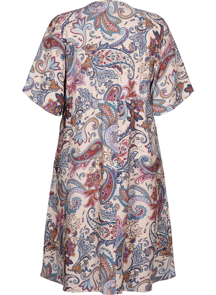 Short sleeve viscose dress in a paisley print, Sand Do. Paisley AOP, Packshot image number 1