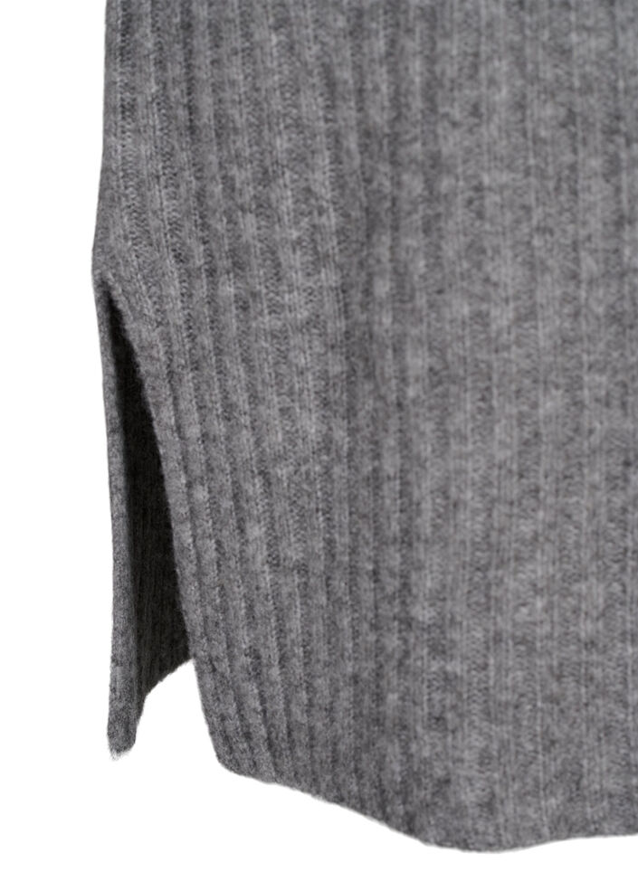 Rib-knit dress with slit, Light Grey Melange, Packshot image number 3