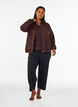 Sweat cardigan with high collar and zip, Brown, Model image number 1