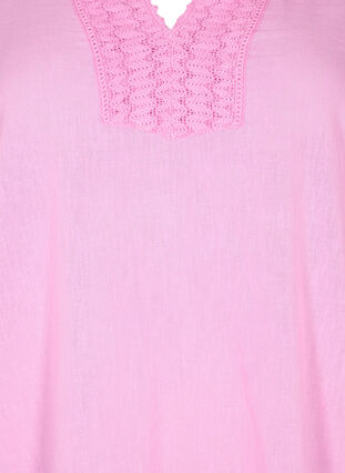 Blouse in cotton with crochet detail, Begonia Pink, Packshot image number 2