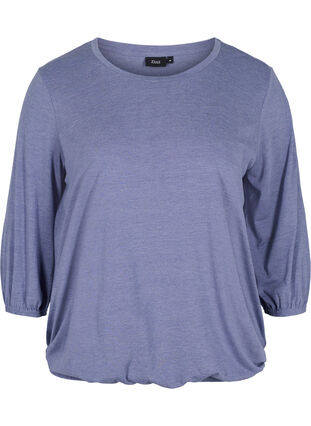 Plain blouse with 3/4 sleeves, Deep Cobalt Mel. , Packshot image number 0