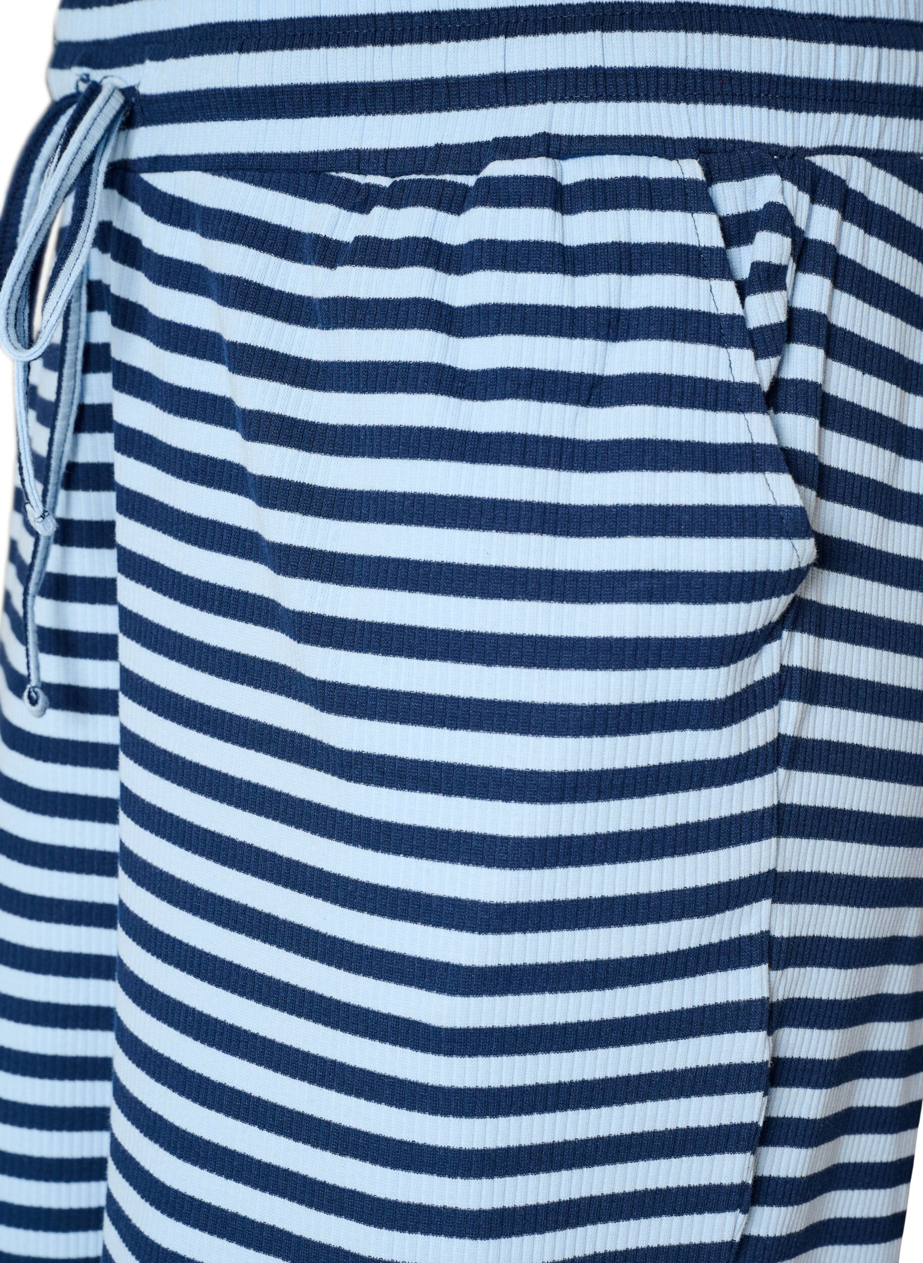 ZizzifashionStriped pyjama bottoms with a high waist and wide legs, Blue, Packshot image number 2