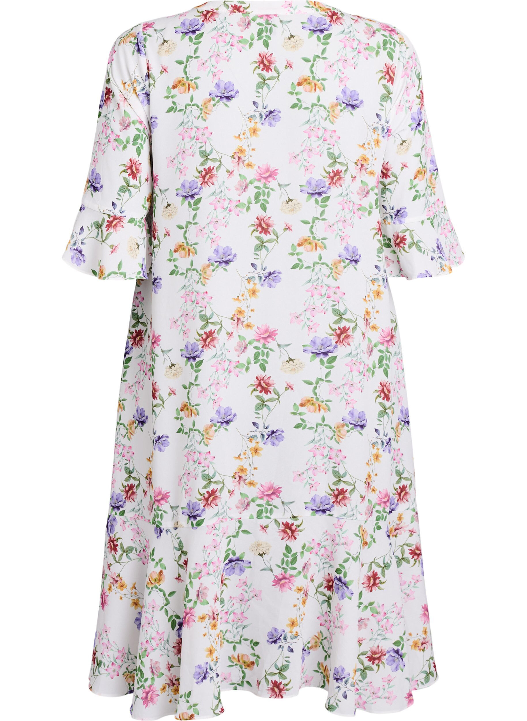 Zizzifashion Floral midi dress with 3/4 sleeves, Rose, Packshot image number 1