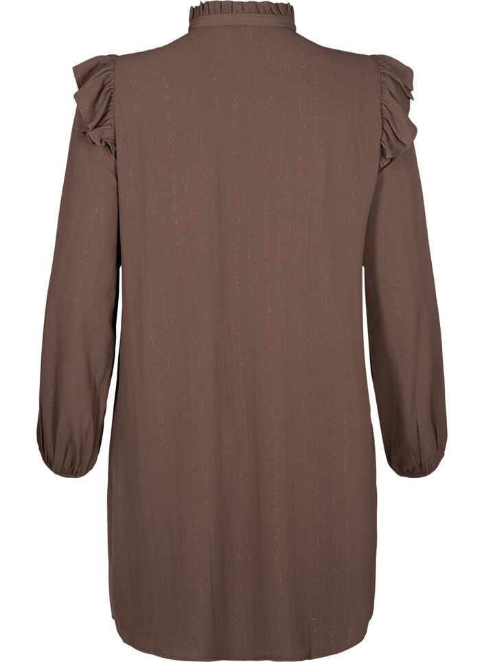Short dress with ruffles and glitter, Brown, Packshot image number 1