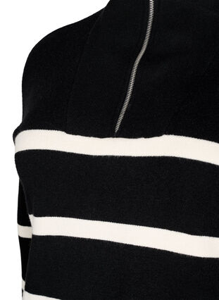 Pullover with stripes and high collar	, Black w. Birch, Packshot image number 2