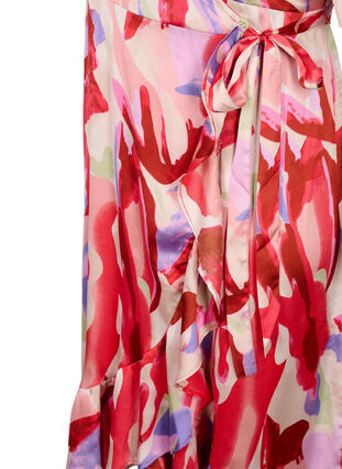 Satin wrap dress with print, Geranium Graphic AOP, Packshot image number 3