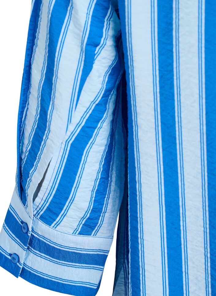 Short dress with collar and chest pocket, Blue, Packshot image number 3