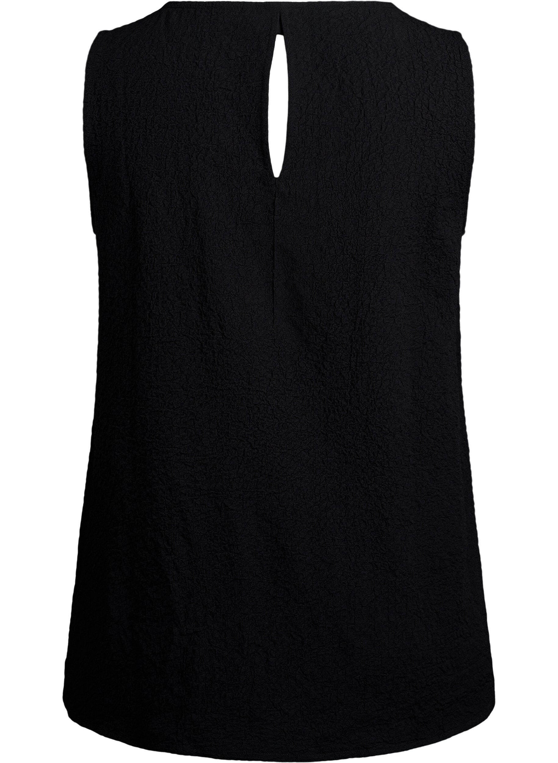 ZizzifashionSleeveless top with texture, Black, Packshot image number 1