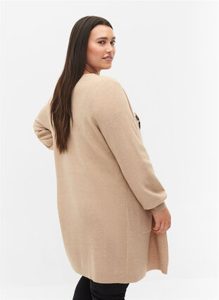 Long knitted cardigan with balloon sleeves, Nomad Mel., Model image number 1