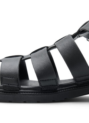 Wide fit leather sandal, Black, Packshot image number 4