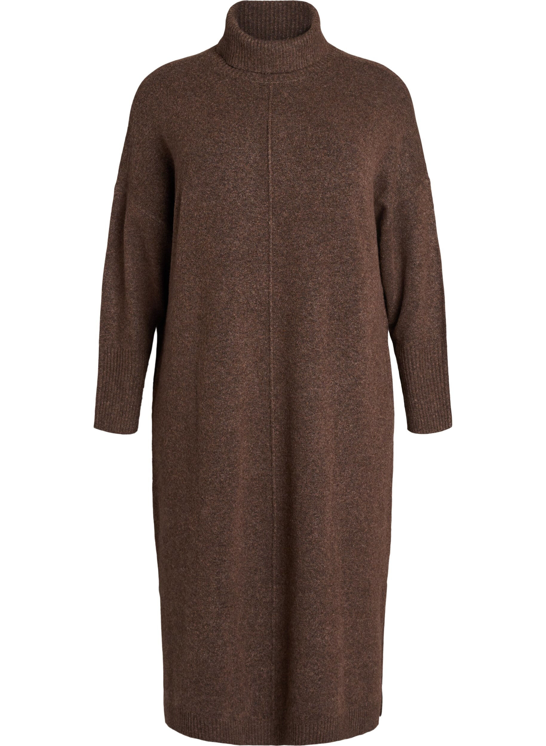 Jumper dress with turtleneck and slits