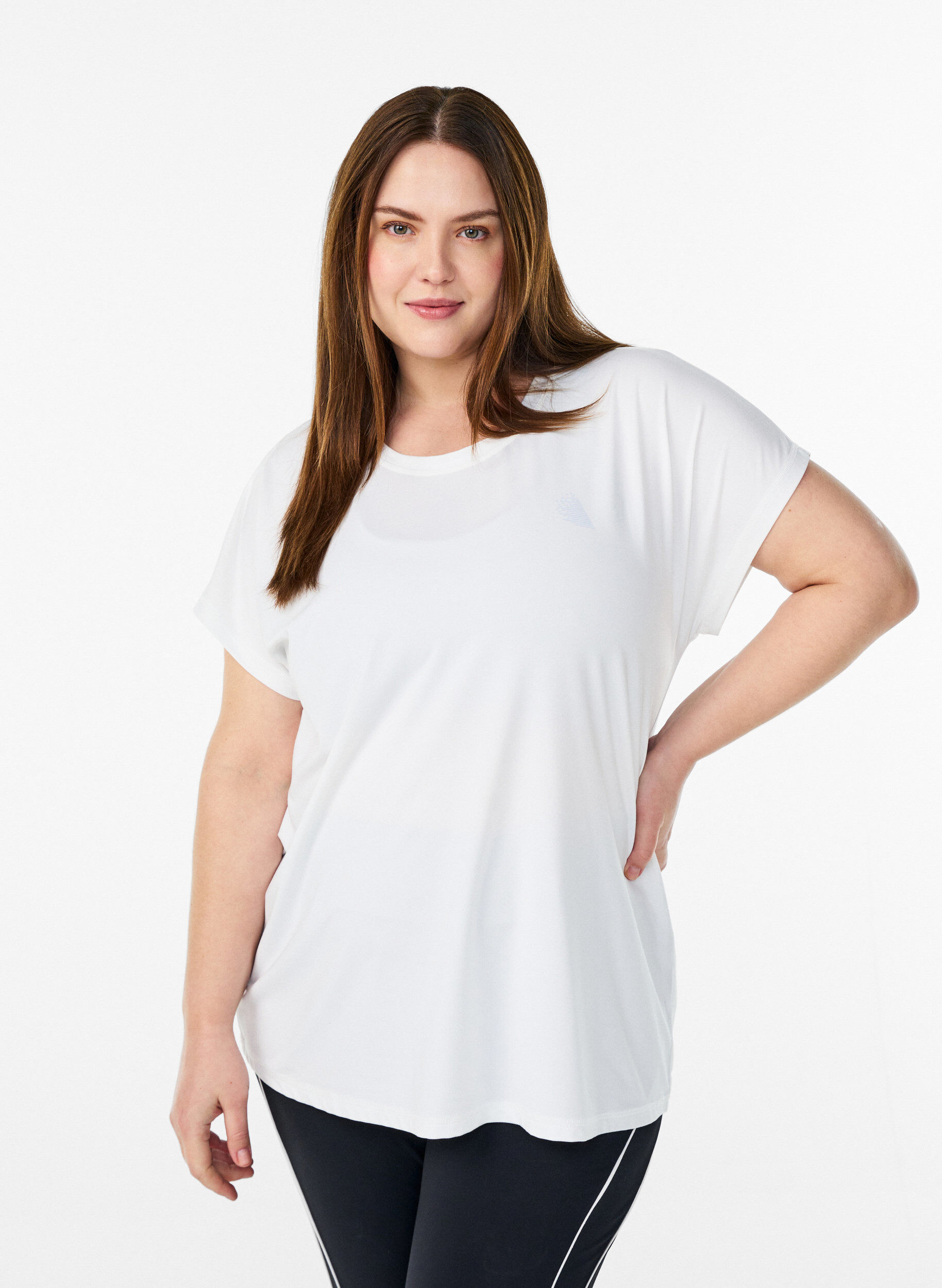 Solid-coloured training T-shirt, White, Model