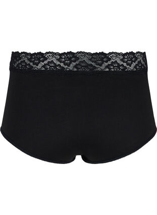 2-pack cotton briefs with lace, Black, Packshot image number 1