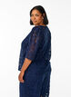 Lace blouse with 3/4 sleeves and bows on the front, Blue, Model image number 2