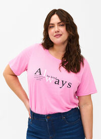 FLASH - T-shirt with motif, Begonia Pink Always, Model