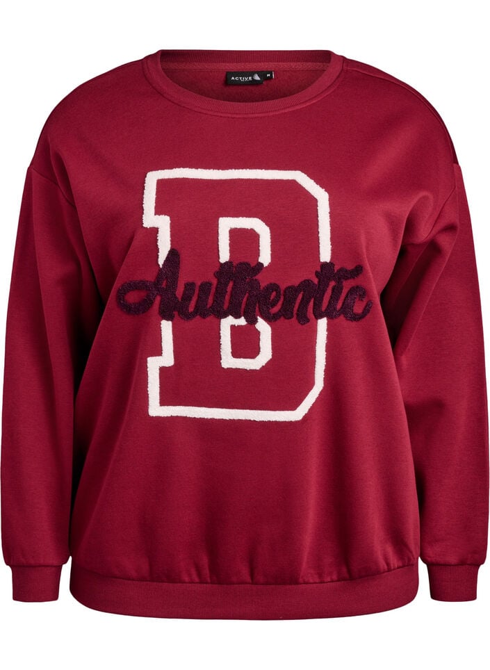 Sweatshirt with terry text, Dark Bordeaux, Packshot