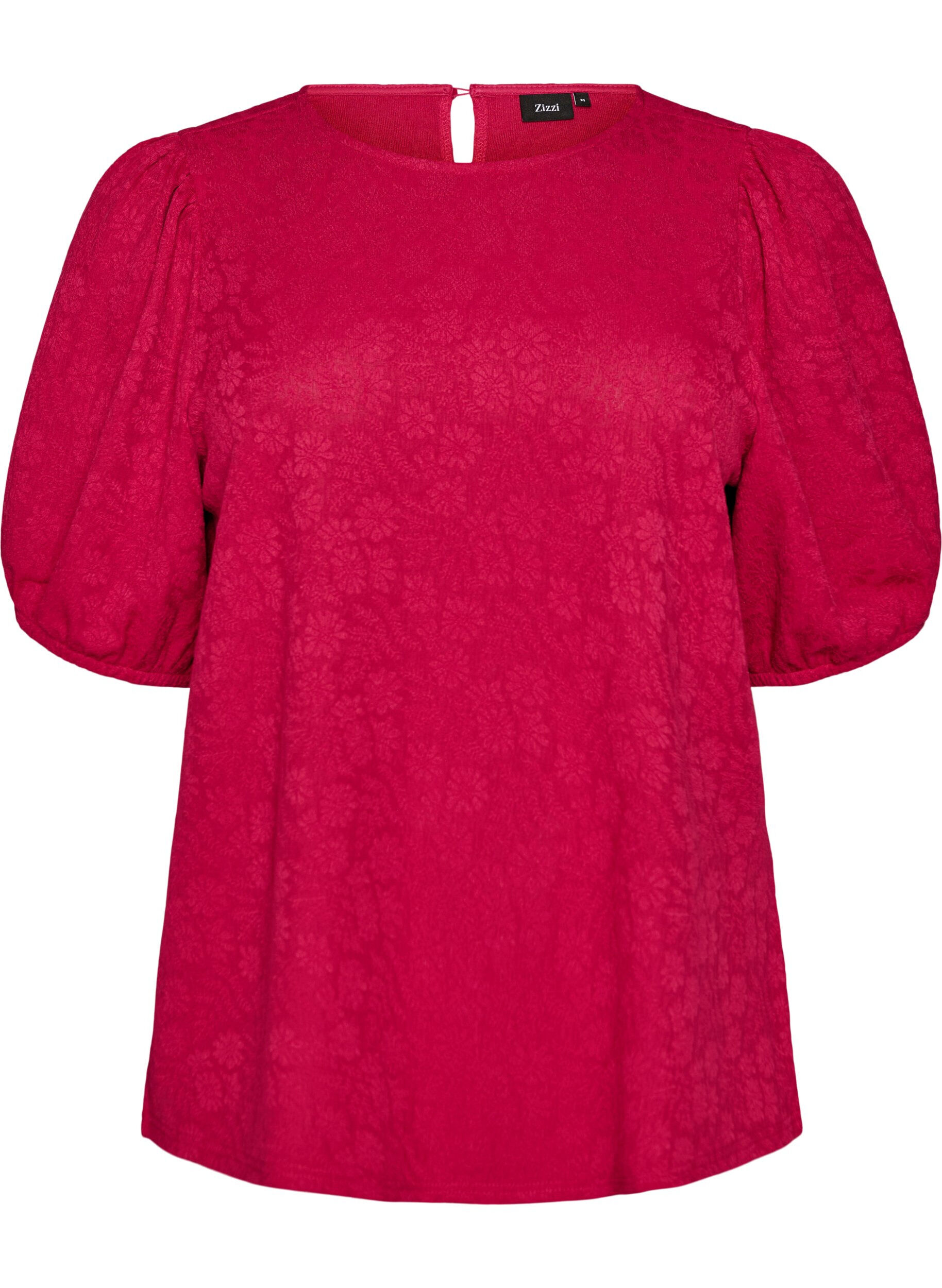 ZizzifashionBlouse with texture and short sleeves, Pink, Packshot image number 0