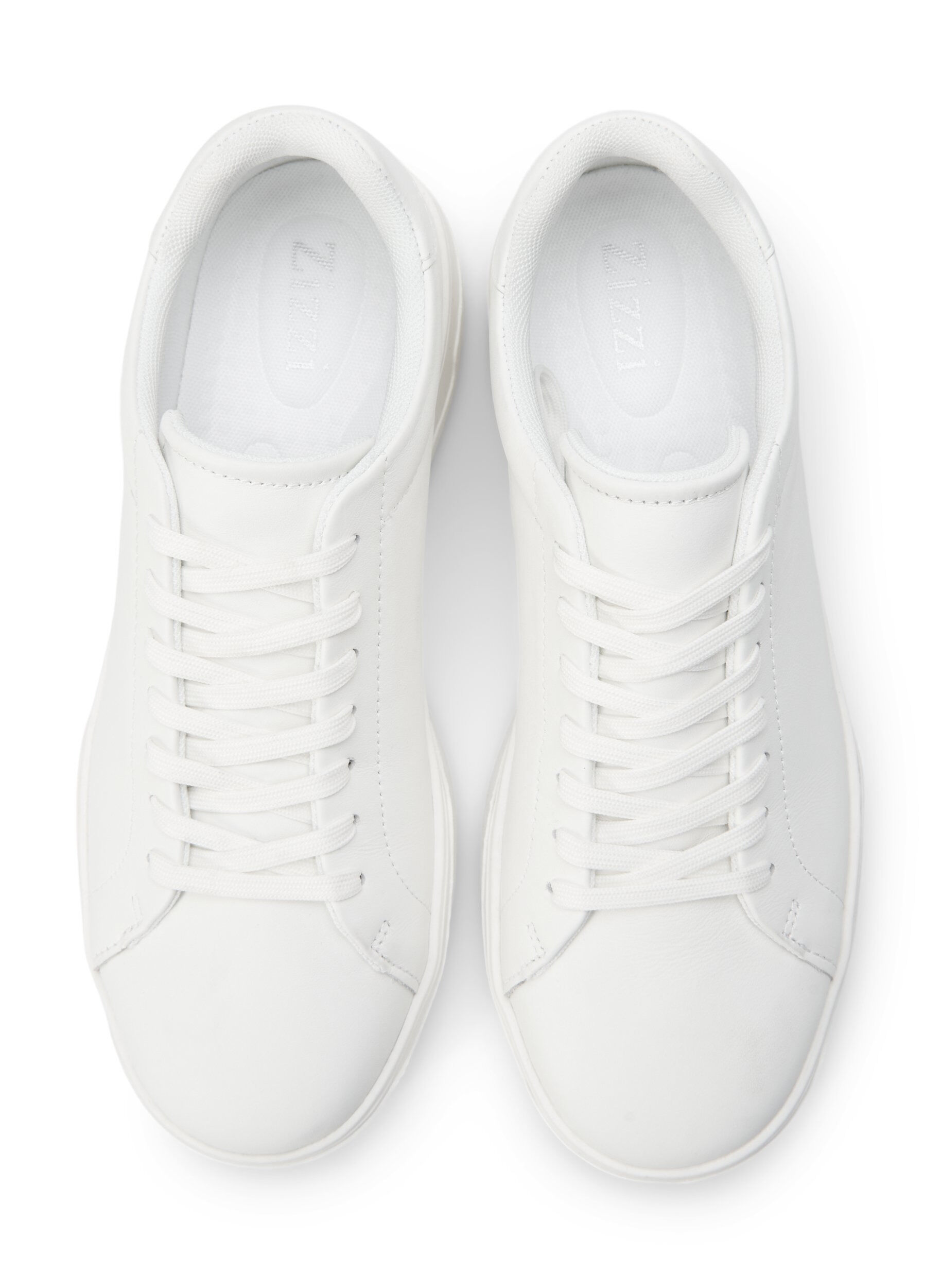 Zizzifashion Wide fit leather trainers , White, Packshot image number 1