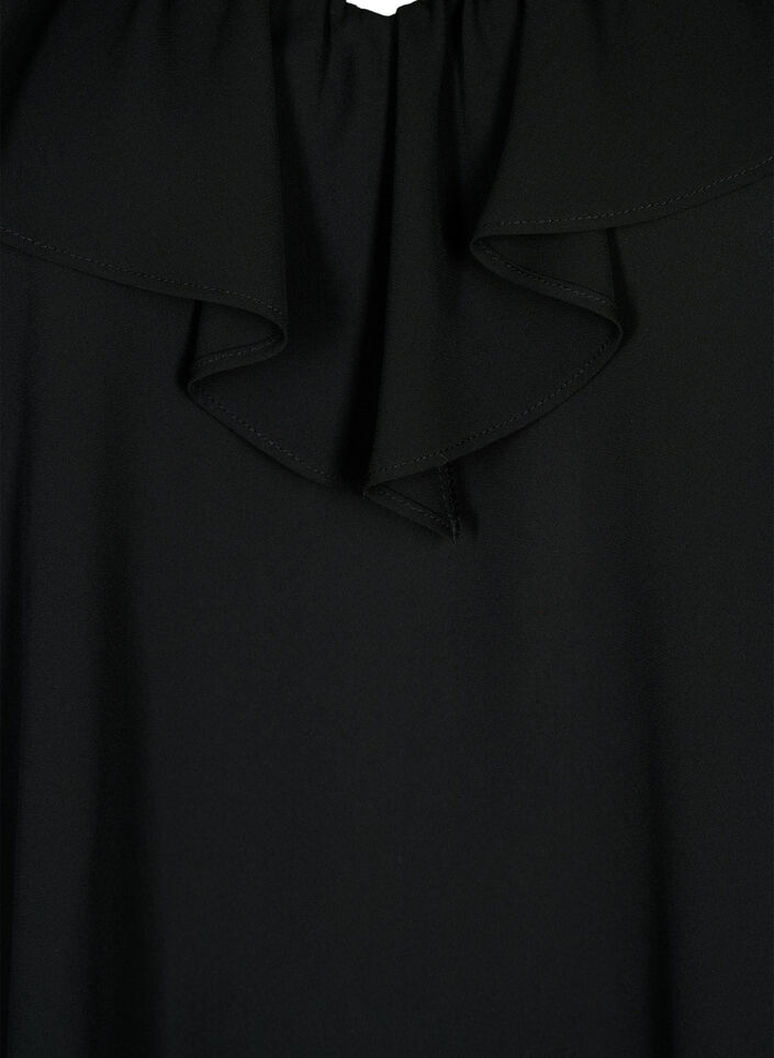 Long sleeve ruffle blouse, Black, Packshot image number 2