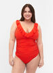 Swimsuit with ruffles and removable inserts, Orange, Model image number 0