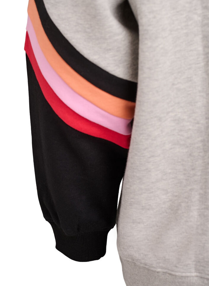 Loose sweatshirt with contrast details on the sleeves, Grey, Packshot image number 3