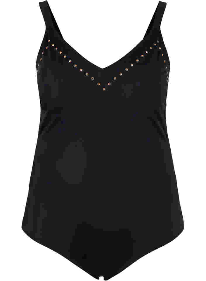 Swimsuit with studs, Black, Packshot image number 0