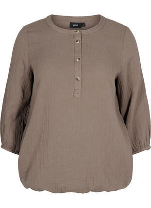 Cotton blouse with buttons and 3/4 sleeves, Falcon, Packshot image number 0