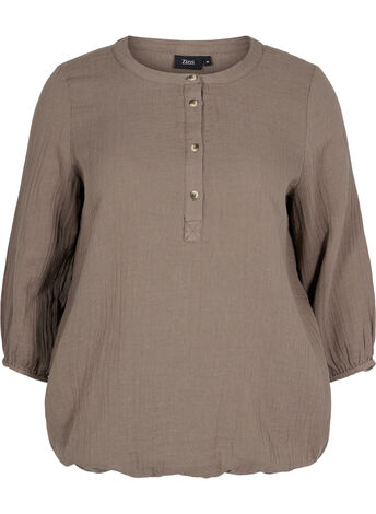 Cotton blouse with buttons and 3/4 sleeves
