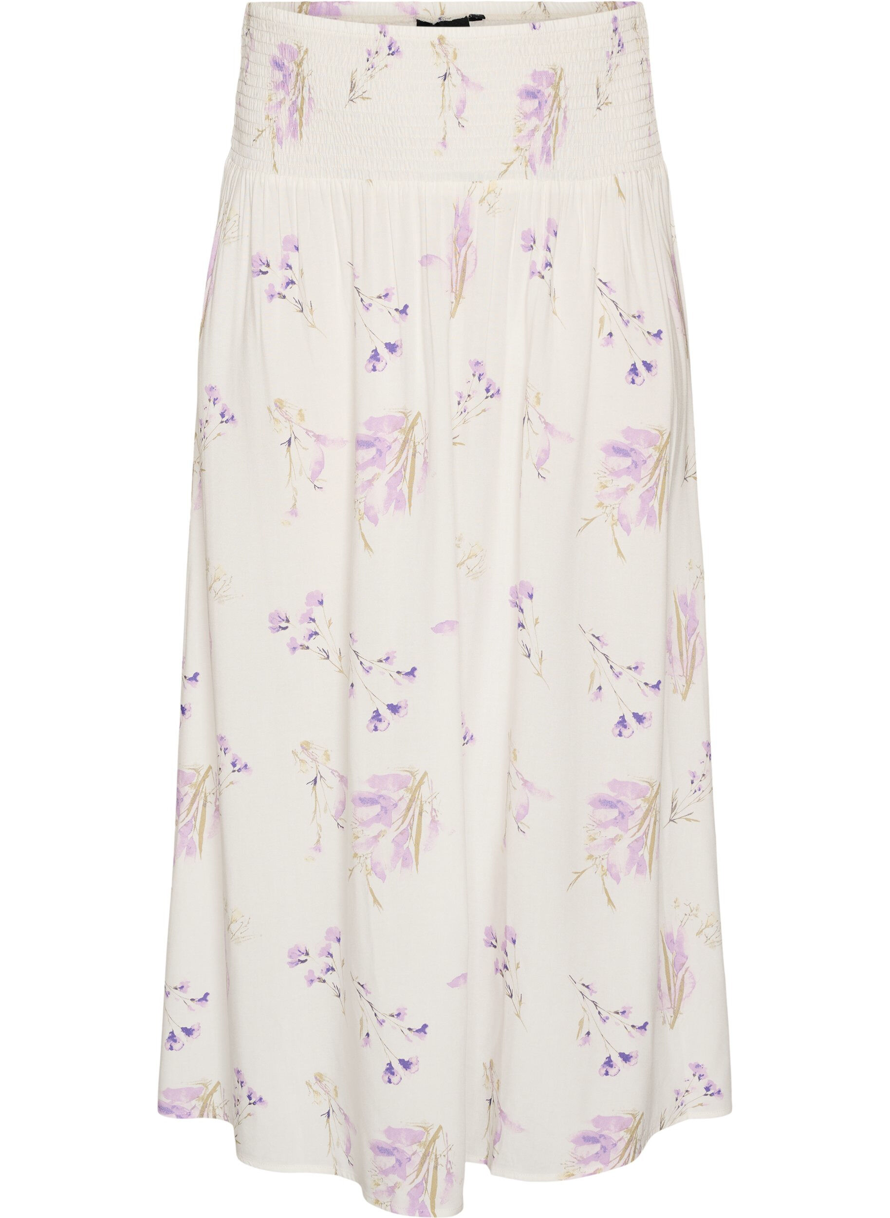 ZizzifashionViscose maxi skirt with smocking, White, Packshot image number 0