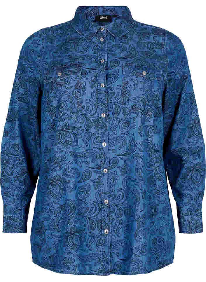 Cotton shirt in paisley pattern, Blue Paisley, Packshot image number 0