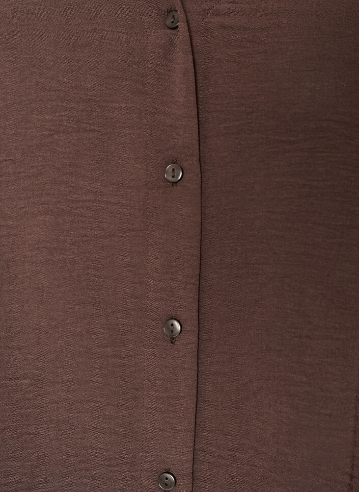 Shirt blouse with V-neck and 3/4 sleeves, Brown, Packshot image number 2