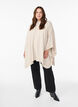 Poncho with rib details and a round neck, Beige, Model image number 1