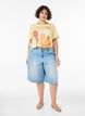 Cotton T-shirt with print, Yellow, Model image number 1