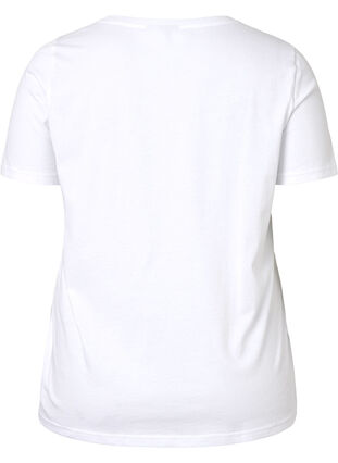 Cotton t-shirt with round neck and print, Bright White FACE, Packshot image number 1