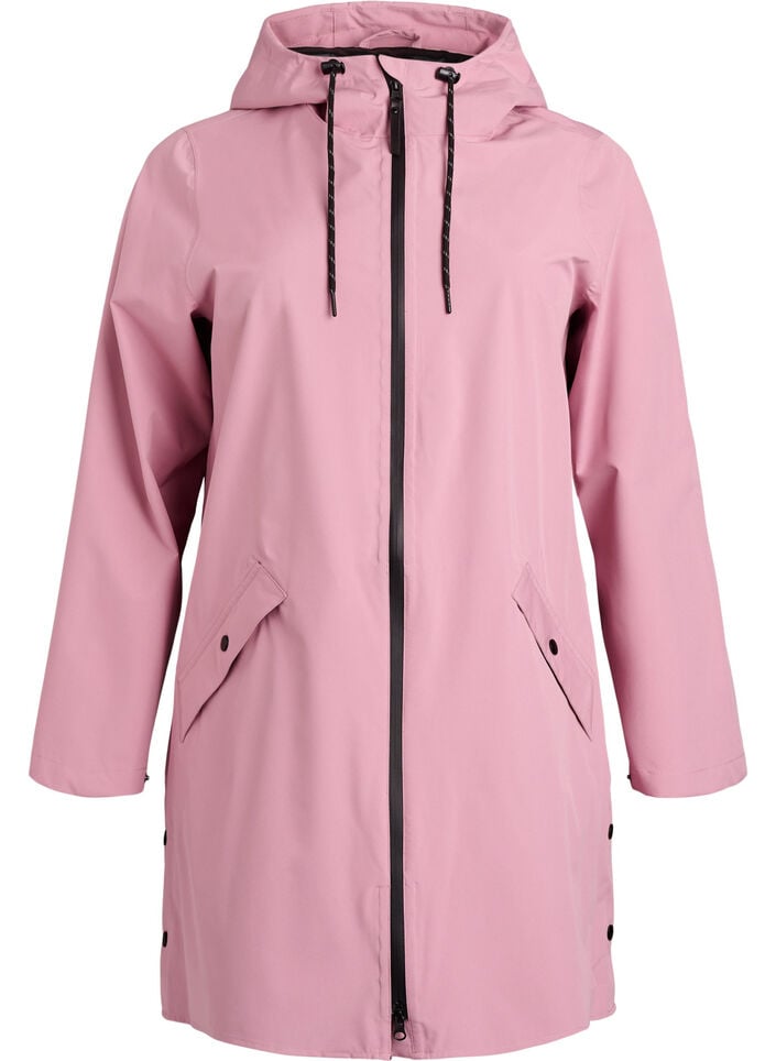 Rain jacket with pockets and a hood, Rose, Packshot image number 0