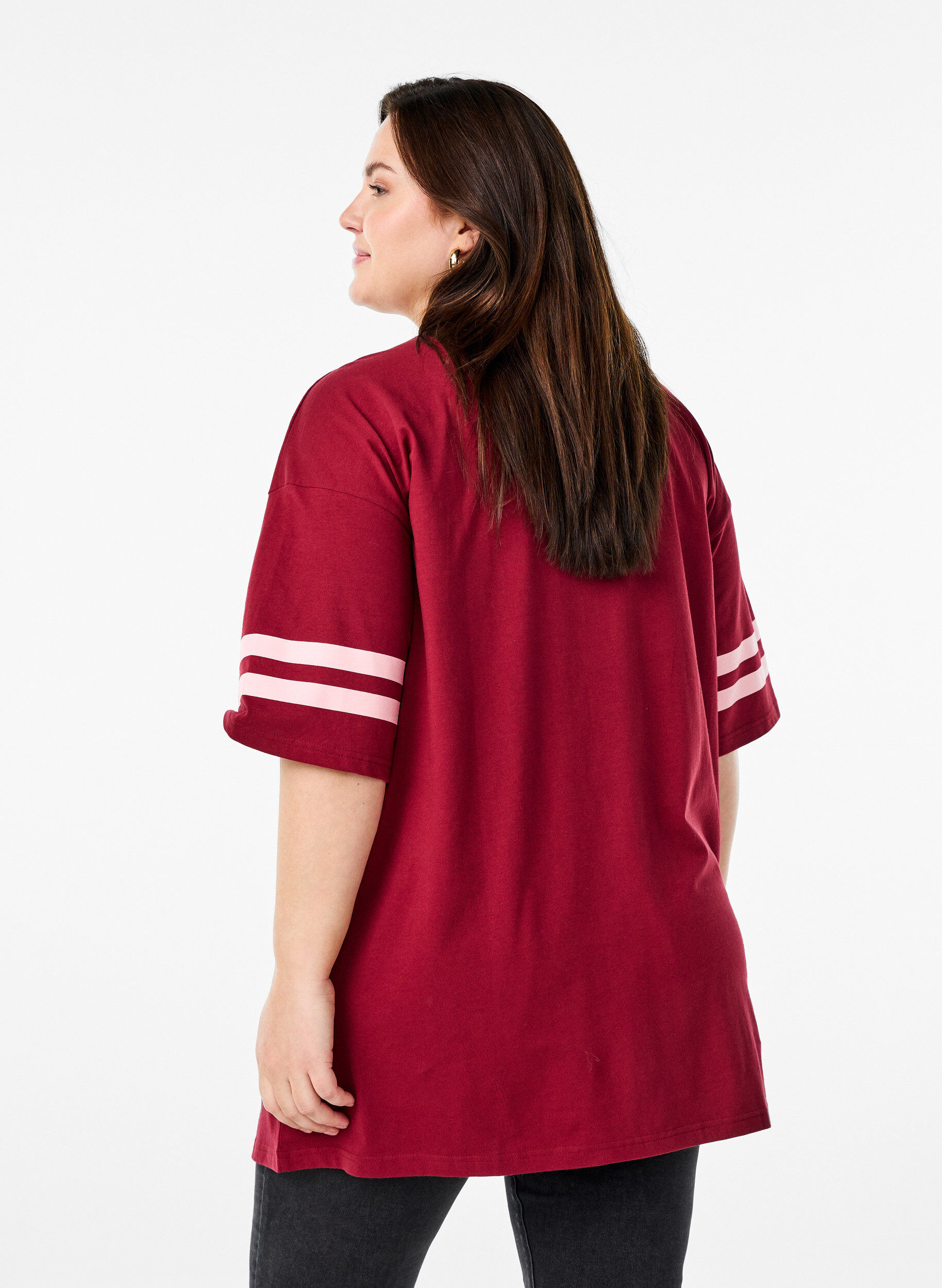 Zizzifashion Sporty oversized college T-shirt, Red, Model image number 2