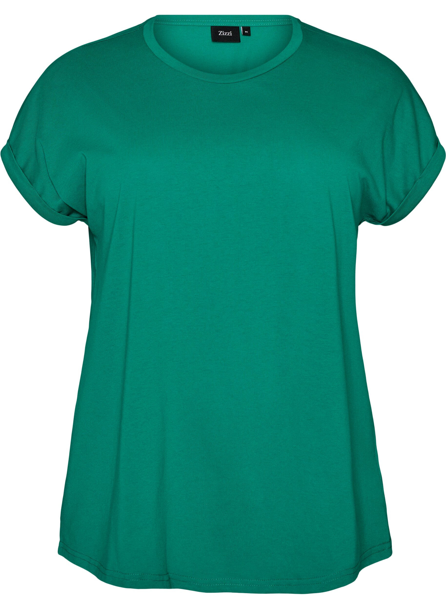 Short-sleeved cotton blend T-shirt