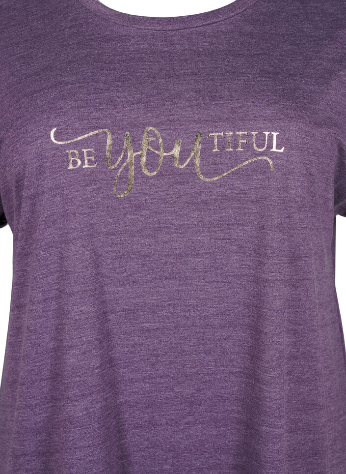 Short sleeve nightgown with text print, , Packshot image number 2