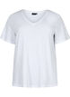 Short-sleeved basic t-shirt with v-neck, White, Packshot image number 0