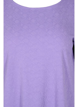 Long blouse with crew neck and 3/4 sleeves, Paisley Purple, Packshot image number 2